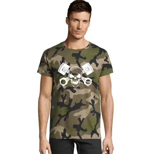 Totenschädel mit Motorkolben Männer T-Shirt