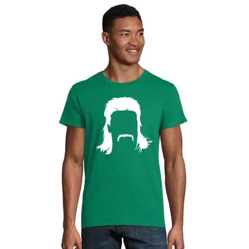 Vokuhila Frisur mit Schnautzbart Männer T-Shirt