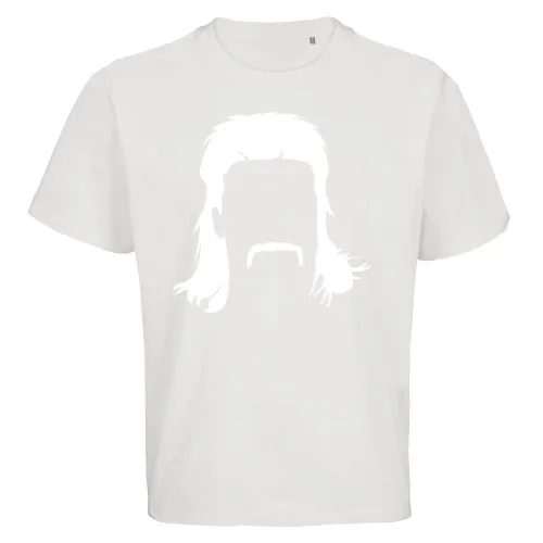 Vokuhila Frisur mit Schnautzbart Männer T-Shirt