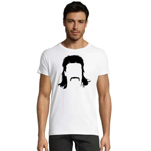Vokuhila Frisur mit Schnautzbart Männer T-Shirt