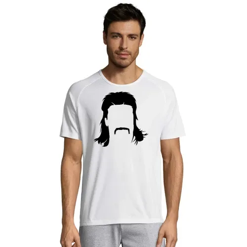 Vokuhila Frisur mit Schnautzbart Männer T-Shirt
