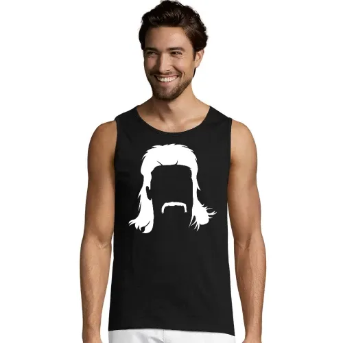 Vokuhila Frisur mit Schnautzbart Männer T-Shirt