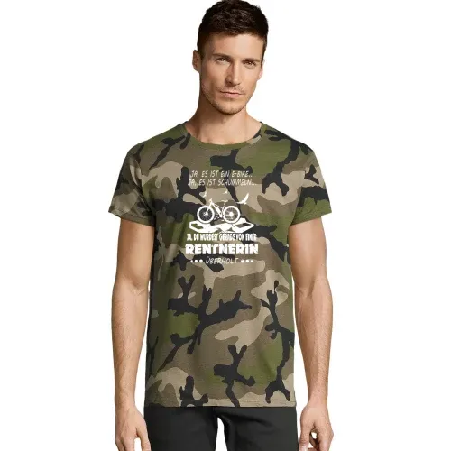 Von Ebike Rentnerin überholt Fahrrad Rente Spruch Männer T-Shirt