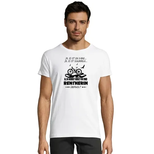 Von Ebike Rentnerin überholt Fahrrad Rente Spruch Männer T-Shirt
