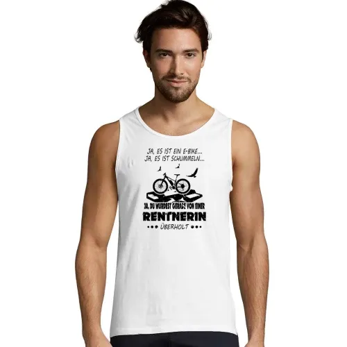 Von Ebike Rentnerin überholt Fahrrad Rente Spruch Männer T-Shirt