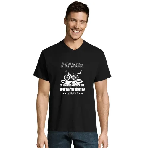 Von Ebike Rentnerin überholt Fahrrad Rente Spruch Männer T-Shirt