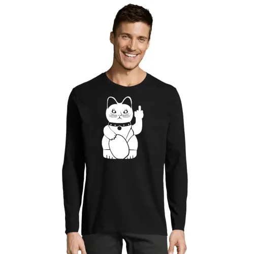 Winkekatze mit Mittelfinger Männer T-Shirt