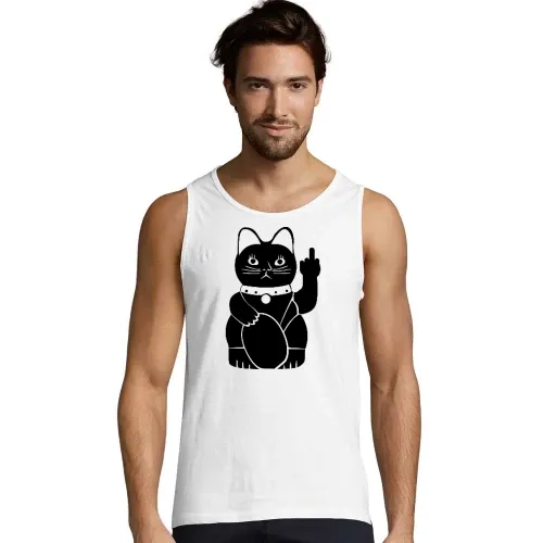 Winkekatze mit Mittelfinger Männer T-Shirt
