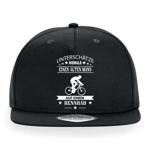 Alter Mann auf einem Rennrad Fahrrad Rente Cap Sonstig. Snapback Rapper