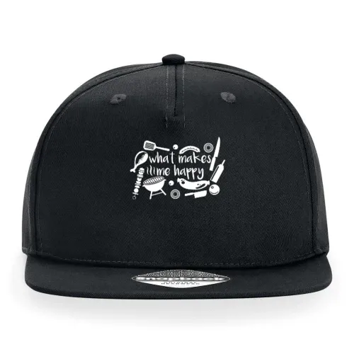 BBQ Makes Me Happy - Grillmeister Grillen Geschenk Cap Sonstig. Snapback Rapper