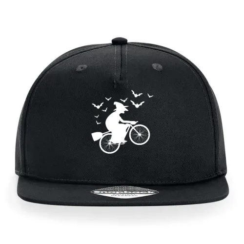 Biker Hexe Halloween Fahrrad mit Besen Radtour Cap Sonstig. Snapback Rapper