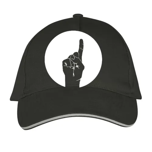 erhobener Zeigefinger im Kreis Sonstig. Cap
