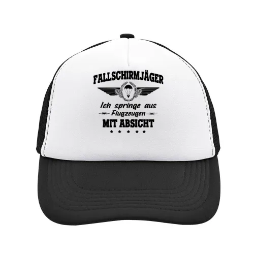 Falli Absicht - Fallschirmjäger Springt Spruch Cap Sonstig. Mesh Cap