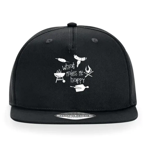 Grillen BBQ Makes Me Happy Grillmeister Griller Cap Sonstig. Snapback Rapper