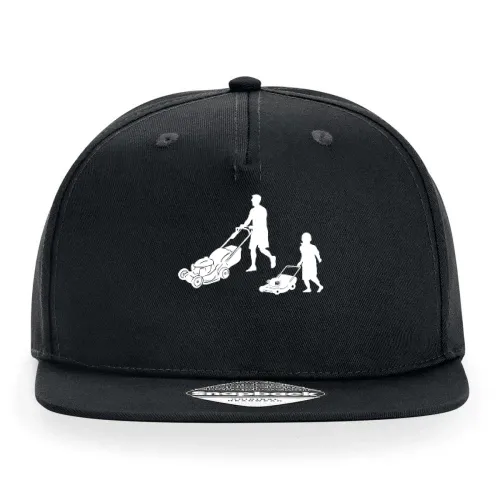 Rasen Mähen Vater Sohn Gartenarbeit Rasenmäher Cap