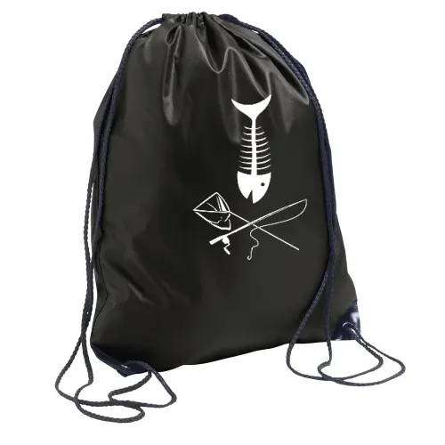 Fisch Skull mit Angel und Kescher Rucksack