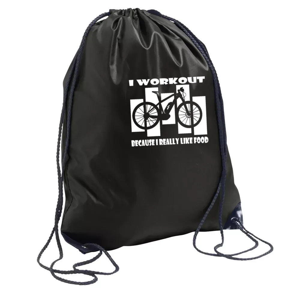  Sonstig. Rucksack mit Aufdruck 'I Workout Because I Like Food Ebiker Vintage'