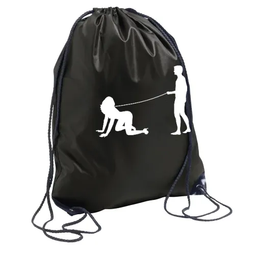 Mann geht mit Frau gassi Sonstig. Rucksack