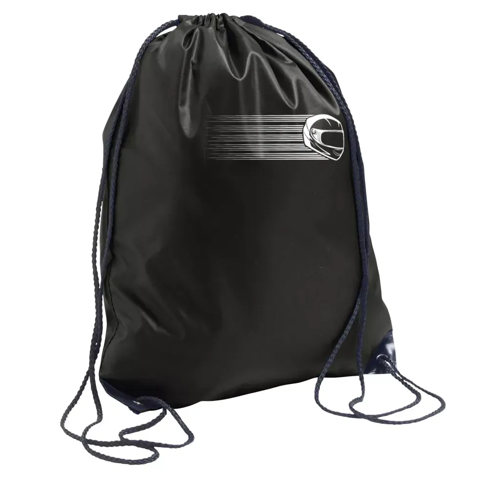  Sonstig. Rucksack mit Aufdruck 'Motorradfahrerin Rennmaschine Helm Vintage'
