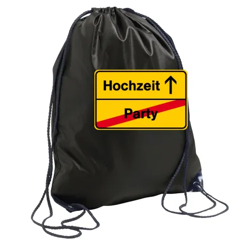 Ortsausgangsschild Hochzeit Party Rucksack