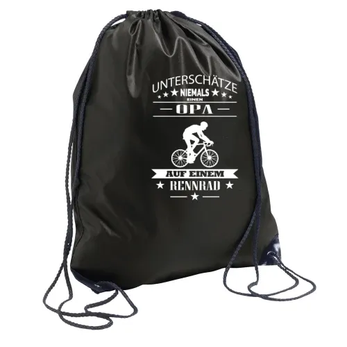 Unterschätze niemals Opa auf einem Rennrad Bike Rucksack Sonstig. Turnbeutel