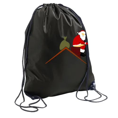 Weihnachtsmann kackt in Schornstein in Farbe Rucksack Sonstig. Turnbeutel