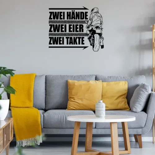 125er Rennmaschine Zwei Hände Zwei Eier Zwei Takte Wandtattoo