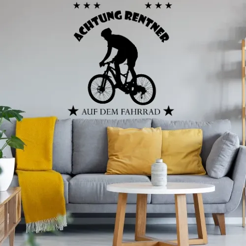 Achtung Rentner auf dem Fahrrad Wandtattoo