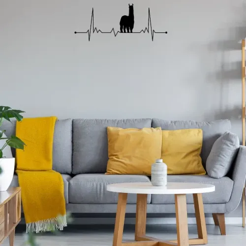 Alpaka Herzschlag EKG Symbol Alpaca Heartbeat Wandtattoo