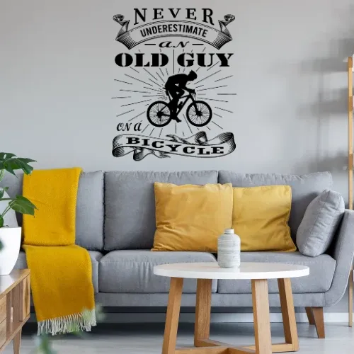 Alter Mann auf MTB Fahrrad Rente Spruch Sonstig. Wandtattoo