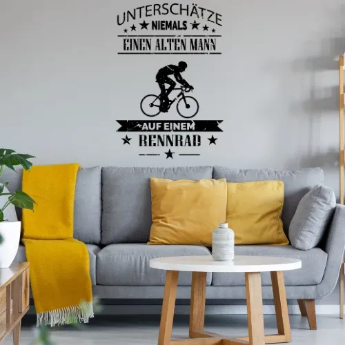Alter Mann auf Rennrad Fahrrad Rentner Spruch Sonstig. Wandtattoo