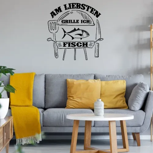 Am Liebsten Grille Ich Fisch Angler Griller Motiv Wandtattoo