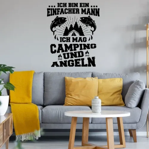 Angler Camper Angeln Camping Einfacher Mann Spruch Wandtattoo