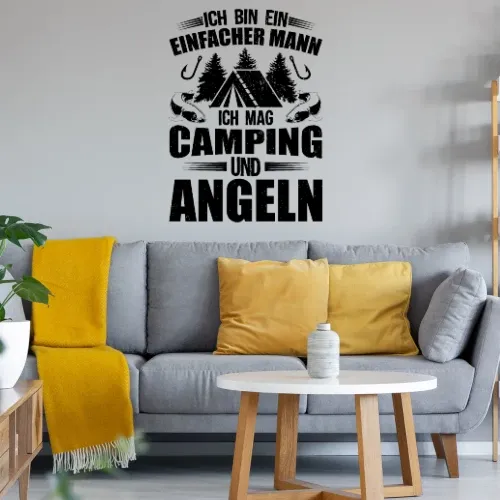Angler Camper Angeln Camping Einfacher Mann Spruch Wandtattoo