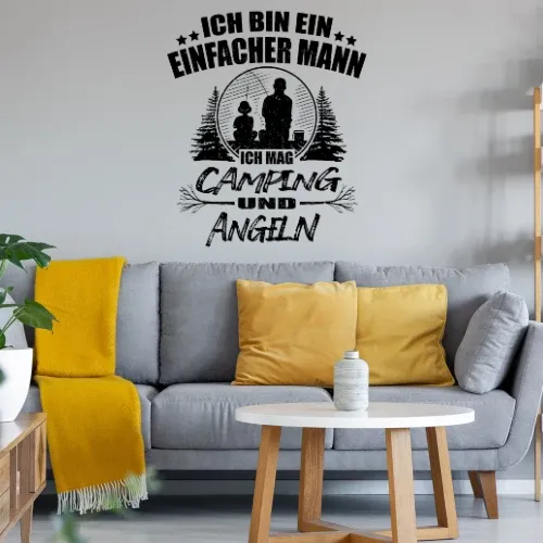 Angler Camping Camper Angeln Einfacher Mann Spruch Wandtattoo