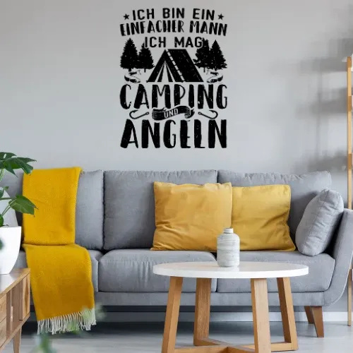 Angler Camping Einfacher Mann Spruch Camper Angeln Wandtattoo