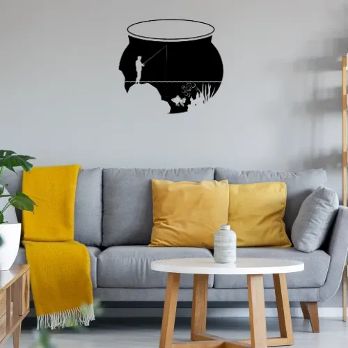 Angler im Goldfisch Glas Angeln Fischer Geschenk Sonstig. Wandtattoo Angler im Goldfisch Glas Angeln Fischer Geschenk Wandtattoo