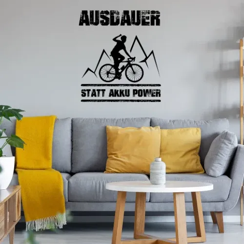 Ausdauer Statt Akku Power Lustiges Anti Ebike Wandtattoo