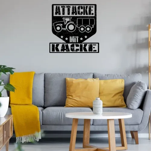 Bauer Landwirt Feldarbeit Gülle Attacke Mit Kacke Sonstig. Wandtattoo