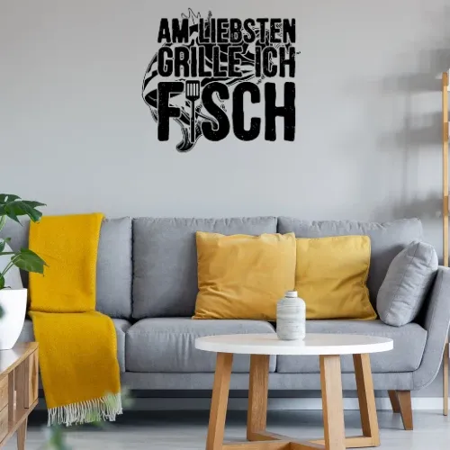 BBQ Spruch Fisch Griller Grillen Angeln Angler Sonstig. Wandtattoo BBQ Spruch Fisch Griller Grillen Angeln Angler Wandtattoo