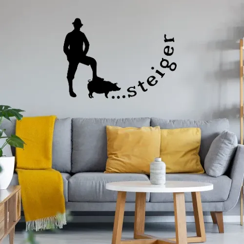 Bergsteiger der ein Schwein besteigt Sonstig. Wandtattoo