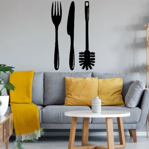 Besteck mit einer Klobürste Sonstig. Wandtattoo