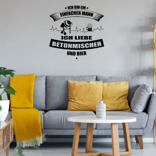 Betonmischer und Bier Einfacher Mann Betoniert Sonstig. Wandtattoo