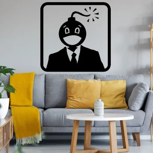 Bombenkopf im Rechteck Wandtattoo