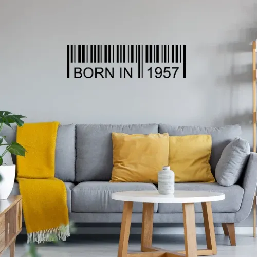 Born in 1957 Strichcode Wandtattoo