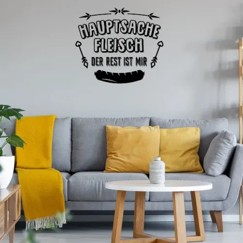 Bratwurst Grillen BBQ Grillmeister Wurst Spruch Wandtattoo