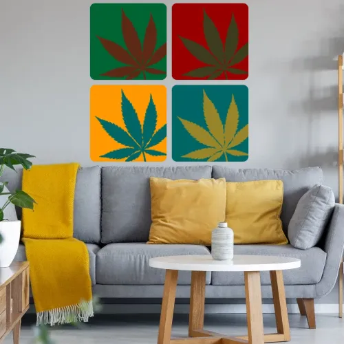 Cannabisblatt Warhol Wandtattoo