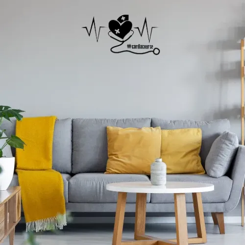Cardiac Nurse Herzschlag Kardio Krankenschwester Wandtattoo