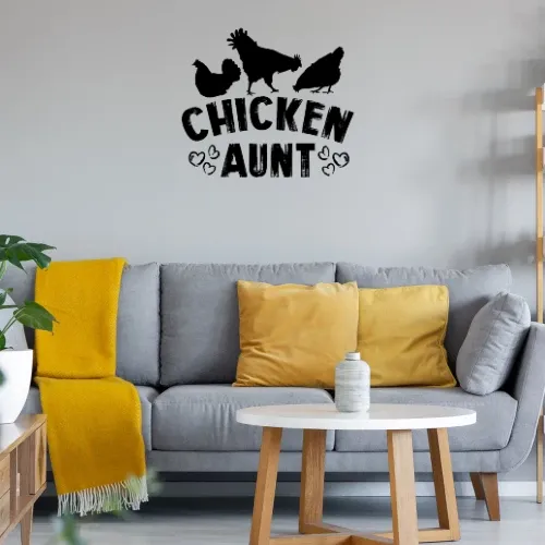 Chicken Aunt Tante mit Hühnern Bauernhof Sonstig. Wandtattoo