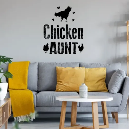Chicken Aunt Tante mit Hühnern Bauernhof Wandtattoo